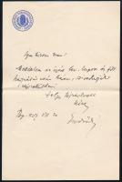 1907 Endrődi Sándor (1850-1920) költő, író, az MTA akadémikus autográf levele Petőfi témában. A levé...