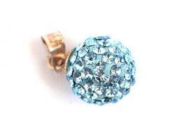 Ezüst(Ag) kék színű gyöngyökkel díszített shamballa függő, jelzett, 1,5x1 cm, bruttó: 1,09 g