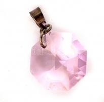 Ezüst(Ag) rózsaszín köves medál, jelzett, kis csorbával, 2,5x1,5 cm, bruttó: 1,74 g
