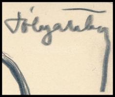 Pólya Tibor (1886-1937): Szinyei Merse Pál portréja. Ceruza, papír, jelzett, hátoldalán feliratozott...