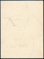 Kiss Rezső (1889-?): Lechner Ödön portréja. Ceruza, papír, jelzett, hátoldalán feliratozott és egy m...