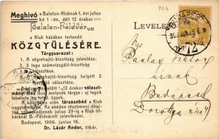 1906 Balatonföldvár, Balaton Klub (Ray Rezső és dr. Zielinski Szilárd tervei szerint építette a Freu...