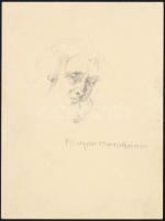 Magyar Mannheimer Gusztáv (1859-1937): Férfi portré. Ceruza, papír, jelzett, lapméret: 11,5×8,5 cm