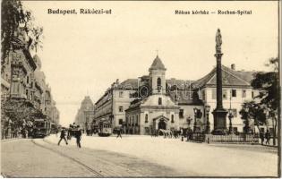 Budapest VIII. Rákóczi út, Rókus kórház, villamos