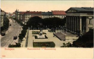 Budapest VIII. Múzeum körút, Nemzeti Múzeum, villamosok. Taussig Arthur 5325. (vágott / cut)