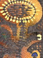 Sarkadi retró absztrakt falikép, mázas kerámia, hátoldalán jelzett és Iparművészeti Vállalat címkéjé...