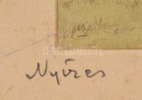 Csillag József (1894-1977): Nyíres. Színezett rézkarc, papír, jelzett. 24 x 18 cm