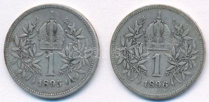 Ausztria 1895-1896. 1K Ag "Ferenc József" (2x) T:2- Austria 1895-1896. 1 Corona "Fran...
