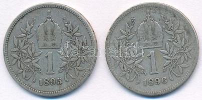 Ausztria 1895-1896. 1K Ag "Ferenc József" (2x) T:2-,3 Austria 1895-1896. 1 Corona "Fr...