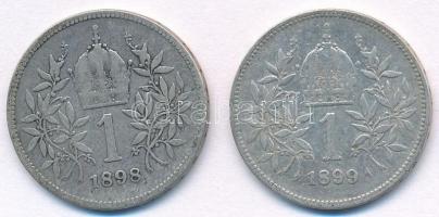 Ausztria 1898-1899. 1K Ag "Ferenc József" (2x) T:2,2- Austria 1898-1899. 1 Corona Ag &quot...