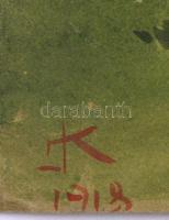 JK (?) 1918 jelzéssel: Vágta a lóversenyen. Akvarell, papír, 21,5x33 cm