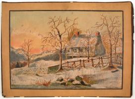 Mihálik jelzéssel: Házikó. Ceruza, papír, 21x30,5 cm