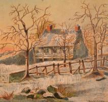 Mihálik jelzéssel: Házikó. Ceruza, papír, 21x30,5 cm