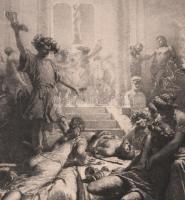 Zichy Mihály rajza után Angerer Gy: Lucifer felköszönti a halottat. Ember tragédiája VI. szín. Fénym...