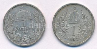 Vegyes: 1893KB 1K Ag "Ferenc József" + Ausztria 1893. 1K Ag "Ferenc József' T:2-