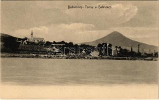 Badacsonytomaj a Balatonról nézve, templom. Balázsovich Gyula fényképész kiadása 1905. 4773.