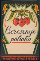 Cseresznye pálinka magyar gyártmány italcímke