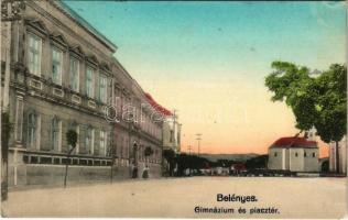 1912 Belényes, Beius; Gimnázium, Piac tér / grammar school, square