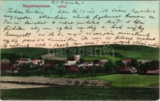 1915 Magyarkapronca, Kaproncza, Pokrivnica, Koprivnica; látkép, templom. Fogyasztási Szövetkezet kiadása / general view, church (EK)