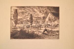 Aszódi Weil Erzsébet (1901-1976): Felszálló vihar. Rézkarc, papír, jelzett, lap széle szakadt és hiányos, felcsavarva 19×28 cm