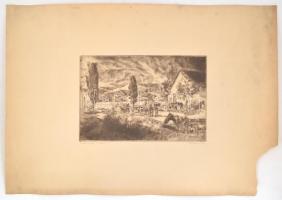 Aszódi Weil Erzsébet (1901-1976): Felszálló vihar. Rézkarc, papír, jelzett, lap széle szakadt és hiá...