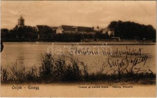 1909 Eszék, Osijek, Esseg; Tvrdava sa dravske strane / Festung / Drauseite / Drava river, castle