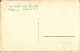 1940 Szováta, Sovata; bevonuláskori diadalkapu magyar címerrel "Isten hozott" felirat, aut...