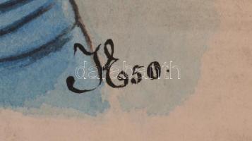 Ismeretlen jelzéssel: Kacérkodó. Akvarell, papír, lap szélén apró szakadásokkal, felcsavarva, 60×42,...