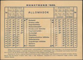 1940 B.R.D. Hajózási Vállalat hajómenetrendje a Budapest-Dömsöd vonalon