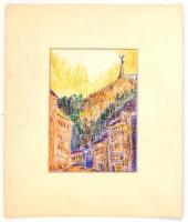 Z. Szutrély jelzéssel: A Gellért-hegyi Szabadság-szobor. Kréta, karton, paszpartuban, 16,5×11,5 cm