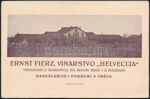 cca 1910-1930 Ernst Fierz Vinarstvo "Helvecija" reklámprospektus