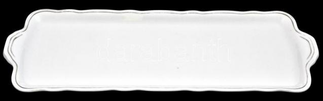 Zsolnay süteményes tál. Fehér mázas, jelzett, kopásokkal 41,5x16 cm