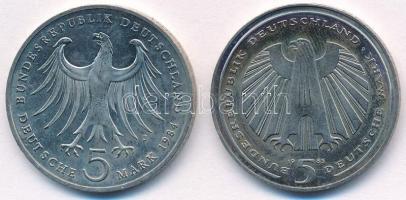 NSZK 1984J 5M Cu-Ni "Mendelsshon-Bartholdy" + 1985G 5M Cu-Ni "150 éves a Német Vasút&...