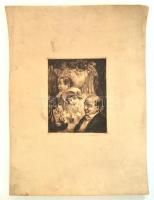 Jelzés nélkül, feltehetően Prihoda István (1891-1956) műve: Jelenet. Rézkarc, papír, lap szélén kise...