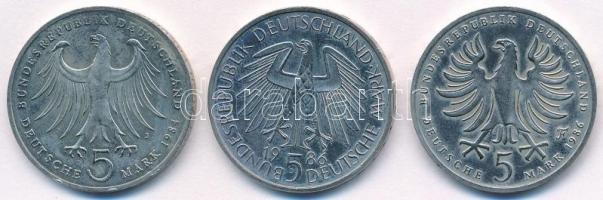 NSZK 1984J 5M Cu-Ni "Felix Bartholdy születésének 175. évfordulója" + 1986D 5M Cu-Ni &quot...