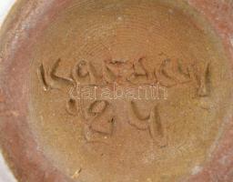 Karsay Judit (1945-): Mázas kerámia asztali váza,  jelzett, m: 10 cm
