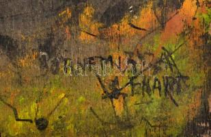 Bornemisza jelzéssel: Dombos táj. Olaj, fa, sérült, 35×53,5 cm