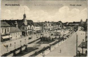 1915 Marosvásárhely, Targu Mures; Fő tér, Fischer Gyula és fia üzlete / main square, shops