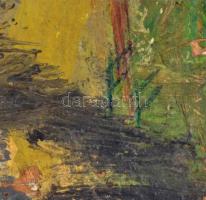 FF jelzéssel: Utcarészlet. Olaj, fa, sérült, 53×40 cm