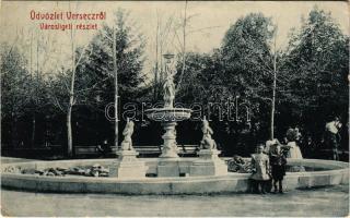 Versec, Werschetz, Vrsac; Városligeti részlet, szökőkút. W.L. 114. / park, fountain (fa)
