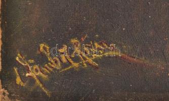 Jámbor Rózsi (?-?), 1910-30 körül: Fejkendős hölgy. Olaj, karton, sérült, hátoldalán müncheni művész...