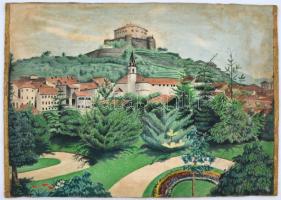 Jelzés nélkül: Vár. Akvarell, karton, foltos, 26,5x36,5 cm