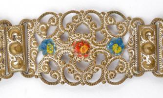 Virágmintás karkötő hibás zárral, h: 18 cm