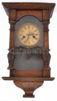 XIX. sz, nagyméretű antik fali óra. Inga nélkül, nem működik, számlapon hajszálrepedések, faragott fa tokkal 45x23 cm