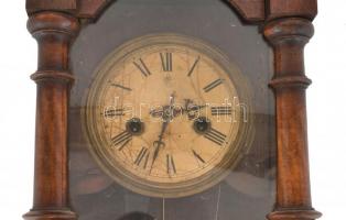 XIX. sz, nagyméretű antik fali óra. Inga nélkül, nem működik, számlapon hajszálrepedések, faragott f...