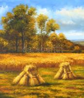 Beckmann jelzéssel: Gabona aratás. Olaj vászon. 52x61 cm Fa keretben