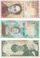 Venezuela 1984. 20B + 2012. 100B + 2018. 2B T:I-,III Venezuela 1984. 20 Bolivar + 2012. 100 Bolivar + 2018. 2 Bolivar C:AU,F Krause#64,93f