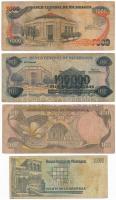 Nicaragua 1979. 100C + 1985. 100C "100.000C" felülbélyegzéssel + 1988. 5000C + 1989. 20.00...