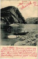 1900 Orsova, Kasanpartie / Cazane / Kazán-szoros, csónak. Hutterer G. 55. / gorge, boat (EK)