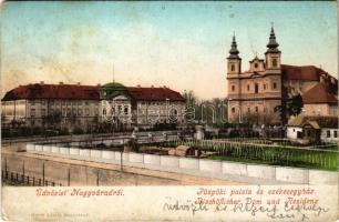 1905 Nagyvárad, Oradea; Püspöki palota és székesegyház. Helyfi László kiadása / Bischöflicher Dom und Residenz / bishop's palace, cathedral (kopott sarkak / worn corners)